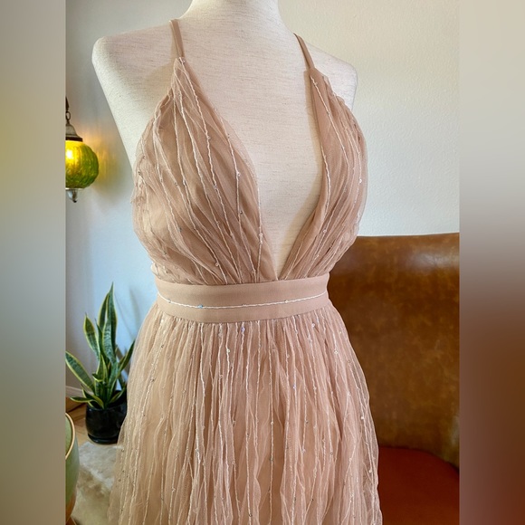 Fairytale Boho Goddess Gown | Nude, Sparkly Sequins, Ultra Flowy! Gorgeous! - Picture 3 of 13